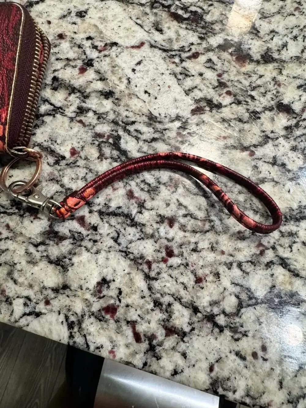 Tory Burch Kerrington Floral Print Zip Around Wristlet Wallet Red Leather